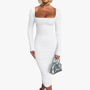 Ruched Bodycon Midi Dress #672 NWOT